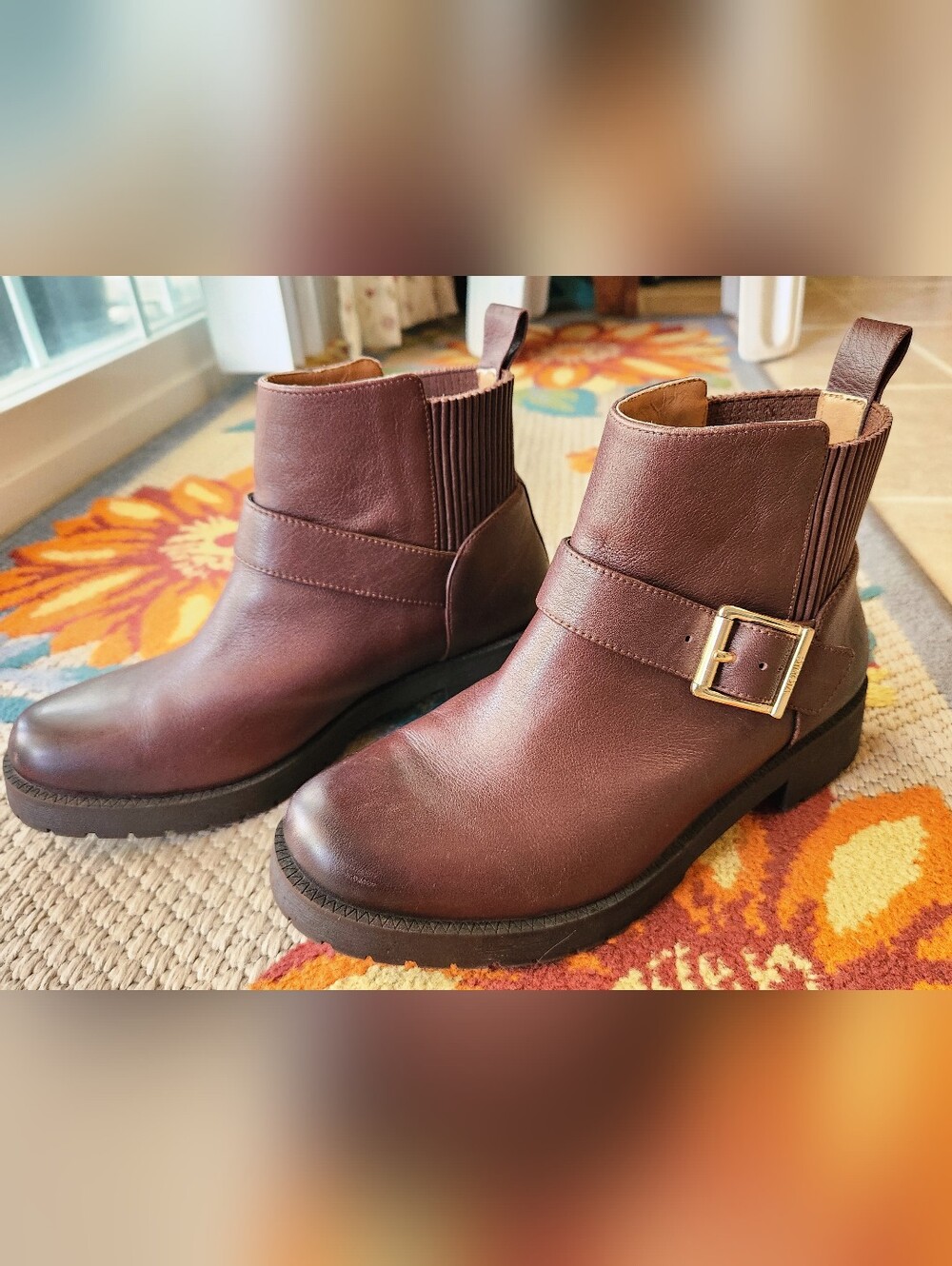 Vionic Brown Ankle Boots with Gold Buckle